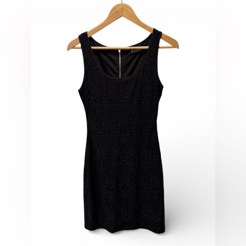 Guess Los Angeles Black Lace Dress | Size - 2 | Sleeveless | Gold Zip